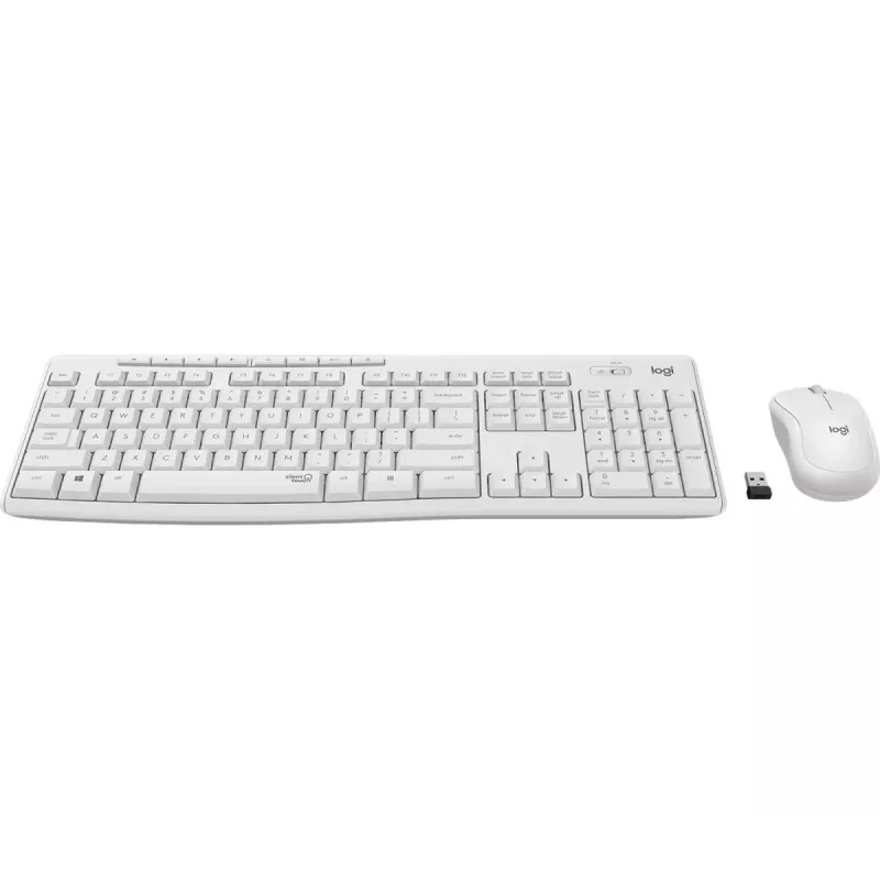 LOGITECH Mk295 Silent Wireless Combo, Blanco crema, QWERTY, Danés/Noruego/Sueco/Finés