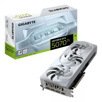 GIGABYTE GeForce RTX 5070 Ti EAGLE OC ICE SFF 16G Tarjeta gráfica - 16 GB GDDR7, 256 Bit, PCI-E 5.0, 2542 MHz de frecuencia del núcleo, 3 x DP 2.1a, 1 x HDMI 2.1b, NVIDIA DLSS 4, GV-N507TEAGLEOC ICE-16GD