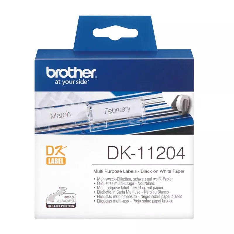 Brother Etiquetas multiuso, Negro sobre blanco, 400 uds., DK, Blanco, Térmica directa, China