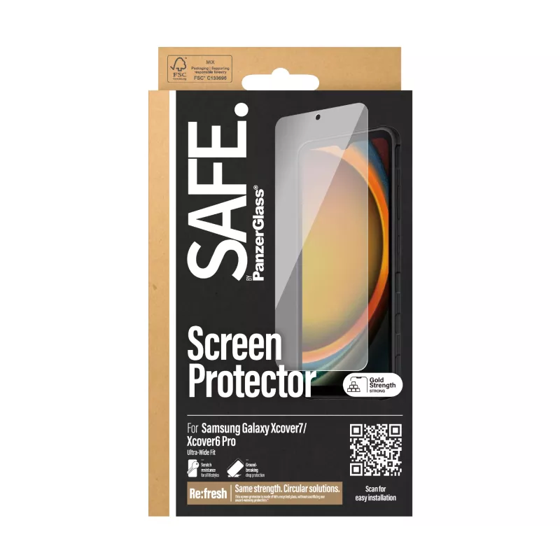 PanzerGlass SAFE. by ® Protector de pantalla Samsung Galaxy Xcover7 | Xcover6 Pro | Ultra-Wide Fit