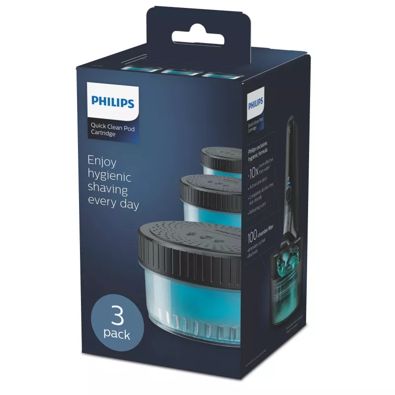 Philips Quick Clean Pod Cartucho CC13/50 pack de 3 cartuchos de limpieza para cabezales de afeitado eléctricos