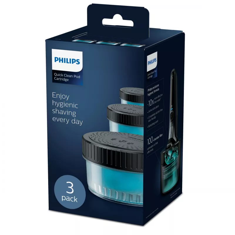 Philips Quick Clean Pod Cartucho CC13/50 pack de 3 cartuchos de limpieza para cabezales de afeitado eléctricos