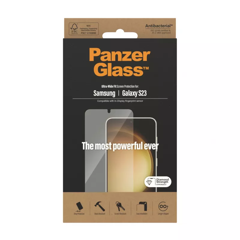 PanzerGlass ® Protector de pantalla Samsung Galaxy S23 | Ultra-Wide Fit