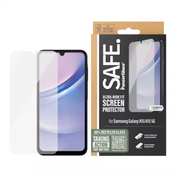 PanzerGlass SAFE. by ® Protector de pantalla para Samsung Galaxy A15 | A15 5G | Ultra-Wide Fit con EasyAligner