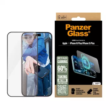 PanzerGlass® protector de pantalla Gaming iPhone 16 Plus | 15 Plus | Ultra-Wide Fit