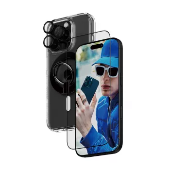 PanzerGlass ® pack de protección 4 en 1 iPhone 16 Pro, Apple, Apple - iPhone 16 Pro, aplicación en seco, resistente a arañazos, resistente a golpes, transparente, 1 ud.