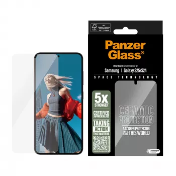 PanzerGlass ® protector de pantalla cerámico Samsung Galaxy S25 | S24 | Ultra-Wide Fit con EasyAligner