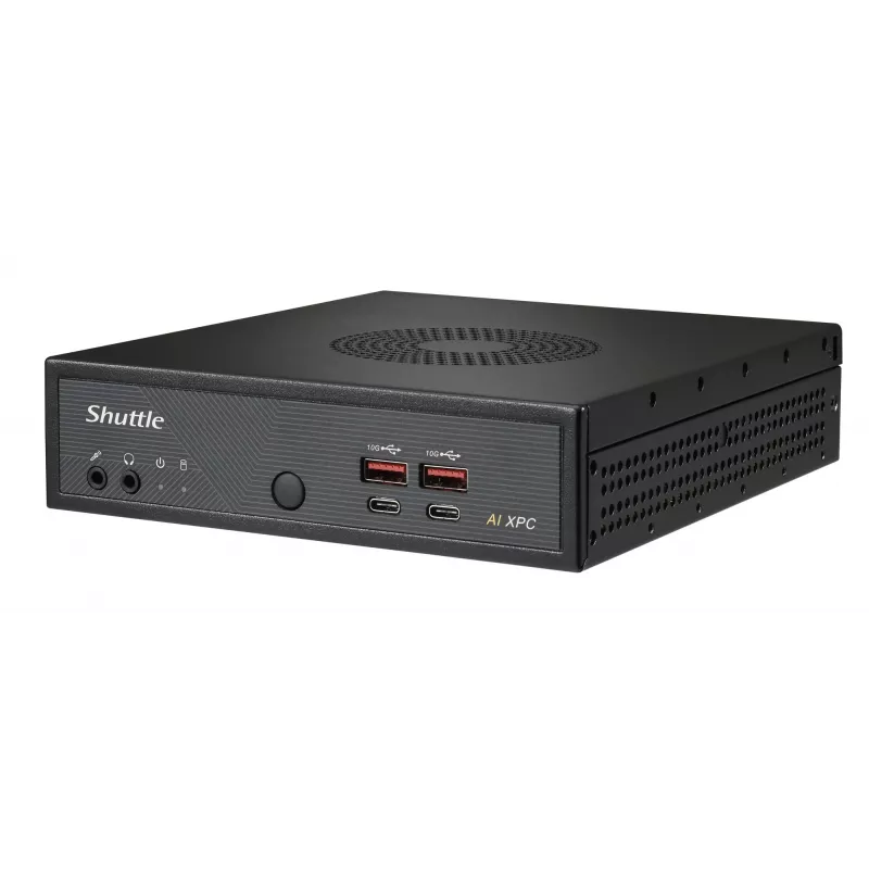 Shuttle Slim AI PC DN11H9 Intel Core Ultra 9 185H, gráfica Intel Arc, 2xHDMI, 2x DP, 4x 2,5 Gbit LAN, VESA, funcionamiento continuo 24/7