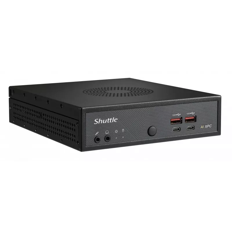 Shuttle Slim AI PC DN11H9 Intel Core Ultra 9 185H, gráfica Intel Arc, 2xHDMI, 2x DP, 4x 2,5 Gbit LAN, VESA, funcionamiento continuo 24/7