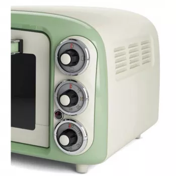 Ariete 979 Design horno eléctrico 18 litros, apto para pizza de 30 cm, 1380 W, 3 niveles de inserción, temporizador de 60 minutos, acero inoxidable, verde pastel
