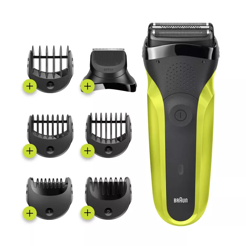 Braun Series 3 Shave&Style 300BT afeitadora eléctrica, afeitadora para hombre, negro/Volt Green