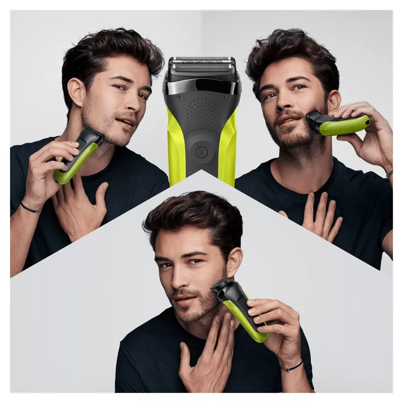Braun Series 3 Shave&Style 300BT afeitadora eléctrica, afeitadora para hombre, negro/Volt Green