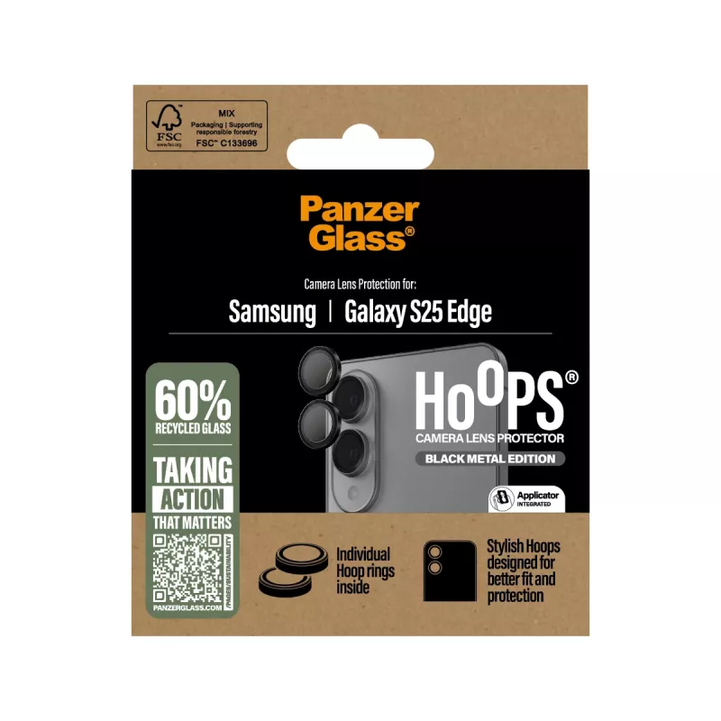 PanzerGlass ® Hoops® protector de lentes de cámara negro Samsung S25 Edge