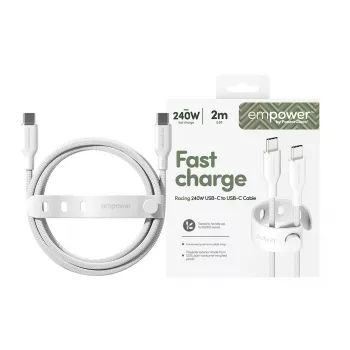 PanzerGlass empower™ by ® Racing cable USB-C a USB-C 240W | USB 2.0 | 2 m | blanco plateado