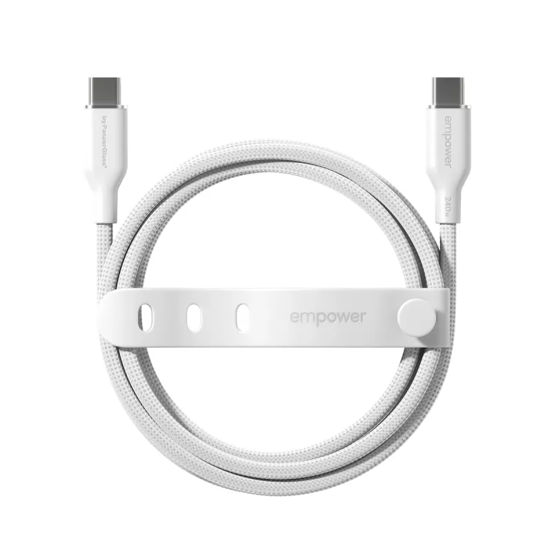 PanzerGlass empower™ by ® Racing cable USB-C a USB-C 240W | USB 2.0 | 2 m | blanco plateado
