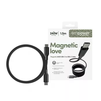 PanzerGlass empower™ by ® Magnetic cable USB-C a USB-C 240W | USB 2.0 | 1,5 m | Space Black