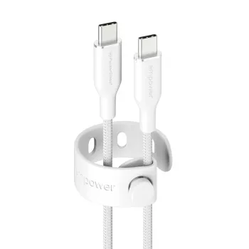 PanzerGlass empower™ by ® Racing cable USB-C a USB-C 60W | USB 2.0 | 2 m | blanco plateado