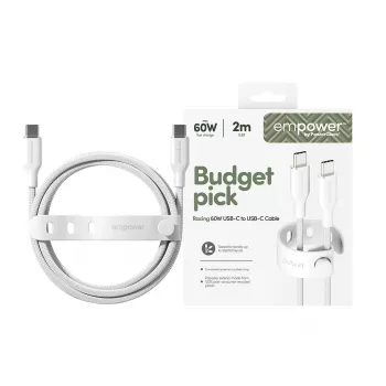 PanzerGlass empower™ by ® Racing cable USB-C a USB-C 60W | USB 2.0 | 2 m | blanco plateado