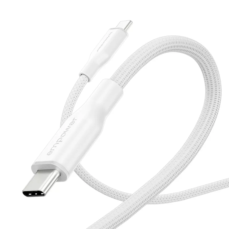 PanzerGlass empower™ by ® Racing cable USB-C a USB-C 60W | USB 2.0 | 2 m | blanco plateado