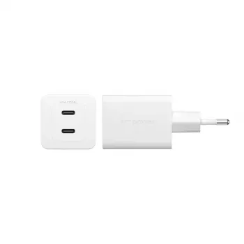 PanzerGlass empower™ by ® Cargador Turbo 45W incl. 2 x USB-C | enchufe EU | blanco plateado