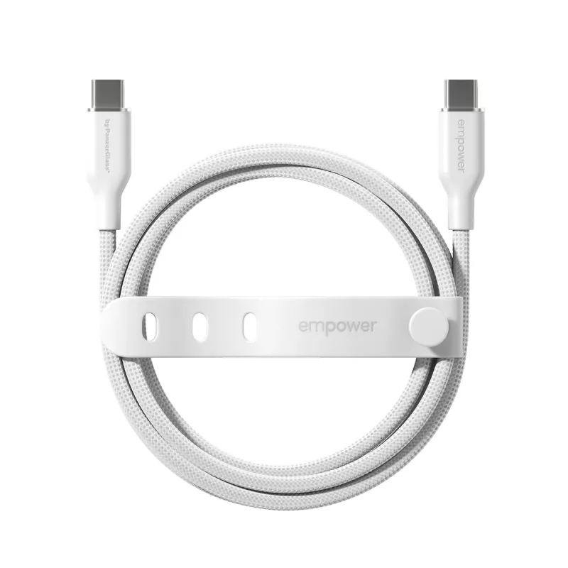 PanzerGlass empower™ by ® Racing cable USB-C a USB-C 60W | USB 2.0 | 1,2 m | blanco plateado