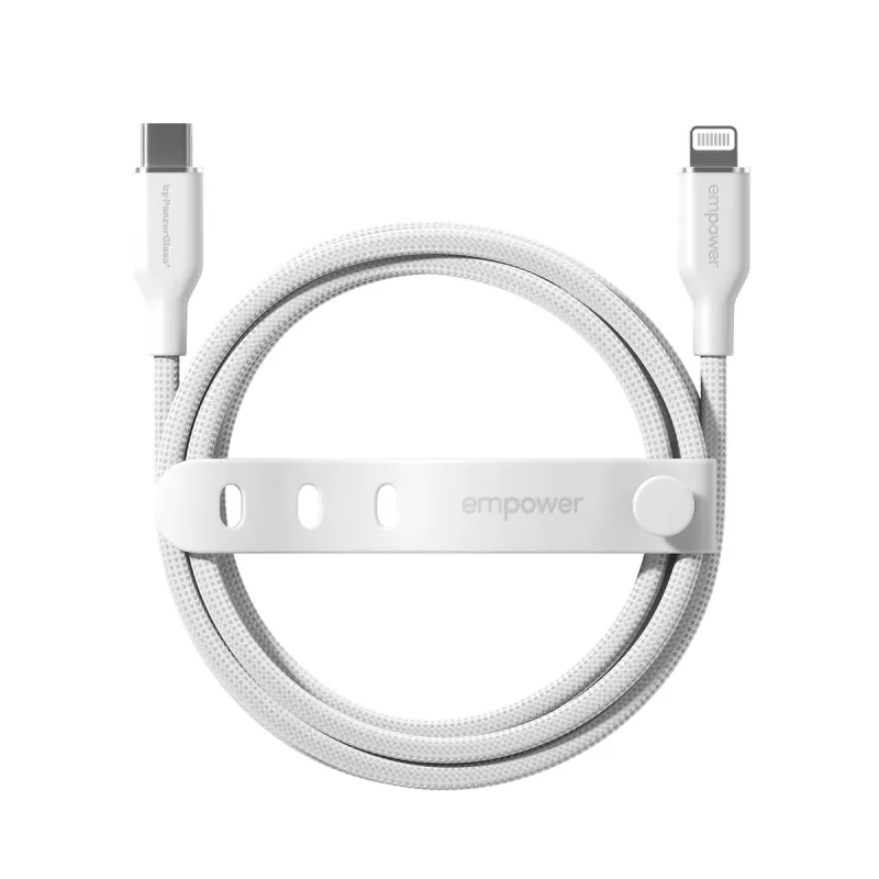 PanzerGlass empower™ by ® Racing cable USB-C a Lightning 60W | USB 2.0 | 1,2 m | blanco plateado