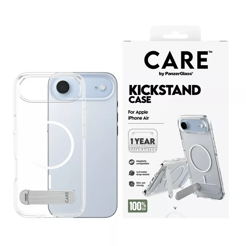 PanzerGlass CARE™ by ® Funda transparente con soporte y MagSafe iPhone Air