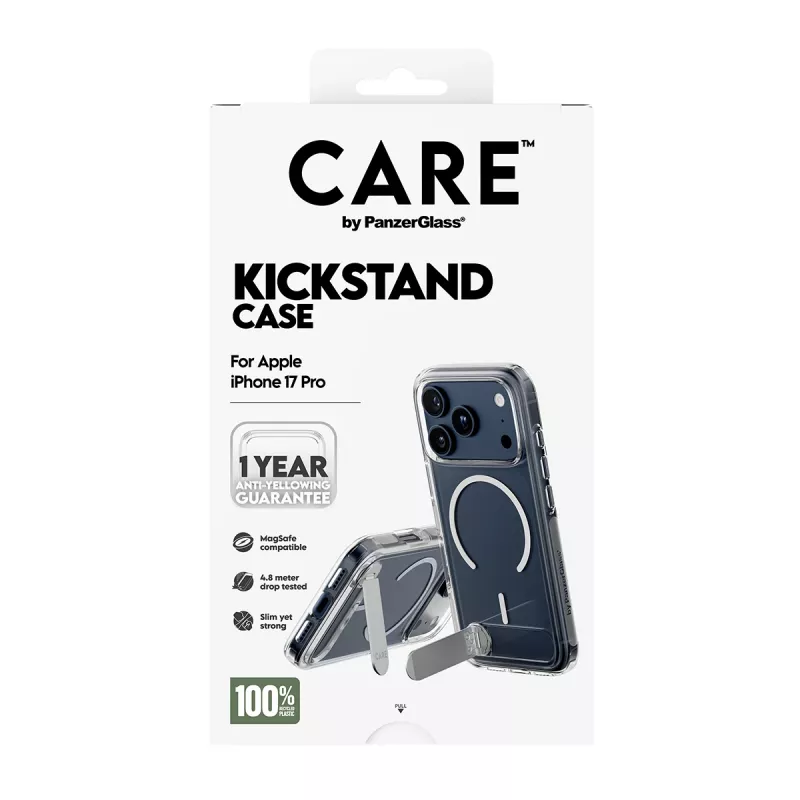 PanzerGlass CARE™ by ® Funda transparente con soporte y MagSafe iPhone 17 Pro