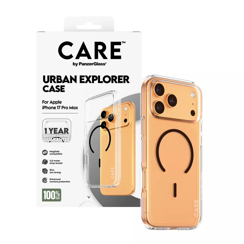 PanzerGlass CARE™ by ® Funda Urban Explorer transparente con MagSafe negro iPhone 17 Pro Max