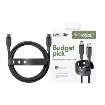 PanzerGlass empower™ by ® Cable Racing 60W USB-C a USB-C | USB 2.0 | 2M | Negro espacial