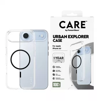 PanzerGlass CARE by Flagship Case funda para iPhone Air, transparente Urban Explorer con MagSafe negro