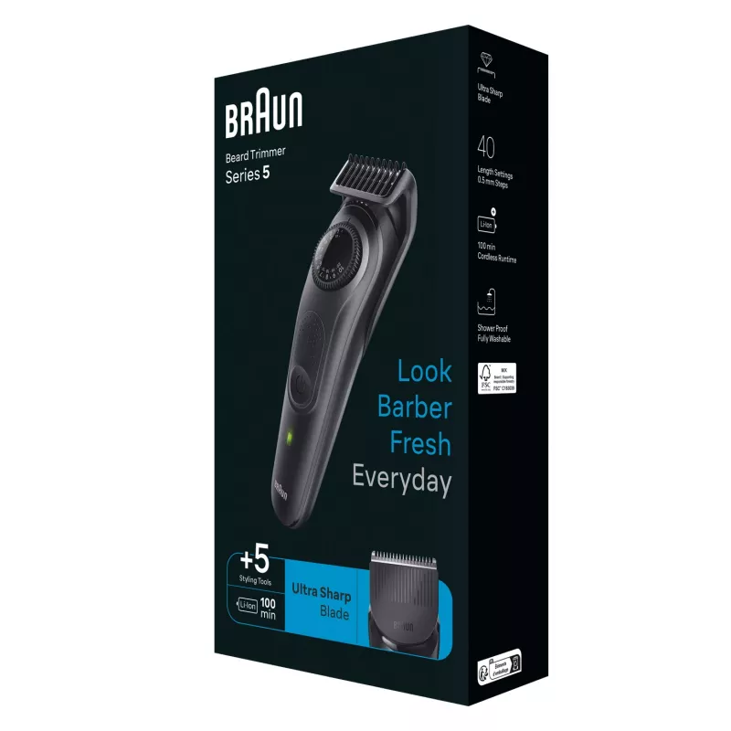Braun BeardTrimmer 5 BT5430 Recortadora de barba batería 40 2 cm Mojado y seco Negro
