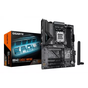 GIGABYTE B840 EAGLE WIFI6E Placa base - CPUs AMD Ryzen 9000, VRM 8+2+2 fases, hasta 8200MHz DDR5(O.C), 2xPCIe 4.0 + 1xPCIe 3.0 M.2, Wi-Fi 6E, 2.5GbE LAN, USB 3.2 Gen 2