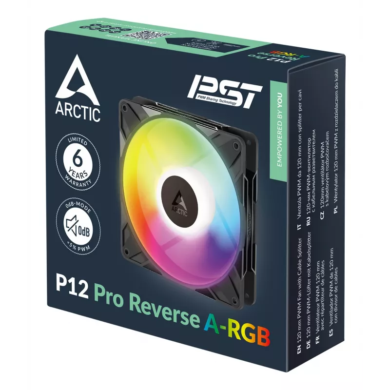 ARCTIC Freezer P12 Pro Reverse A-RGB 120 mm A-RGB - Ventilador PWM con divisor de cable
