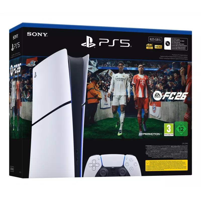 Sony PlayStation 5 Digital + EA Sports FC 26 Pack 825 GB Wi-Fi Negro, Blanco