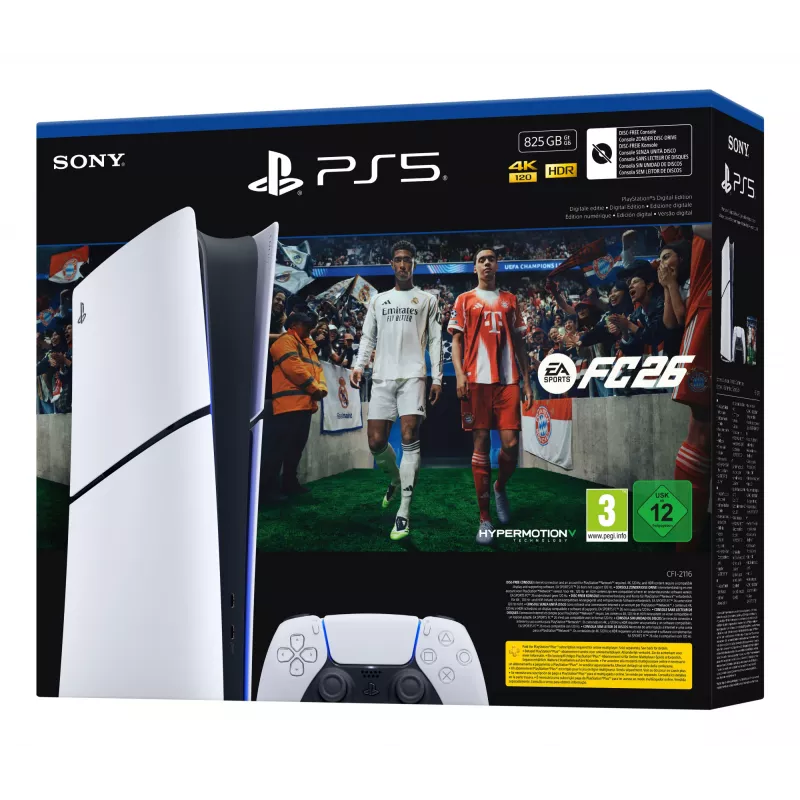 Sony PlayStation 5 Digital + EA Sports FC 26 Pack 825 GB Wi-Fi Negro, Blanco