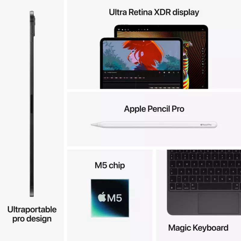 APPLE iPad Pro M5 - 13 pulgadas - Wi-Fi + Cellular - 256 GB - Vidrio estándar - Plata