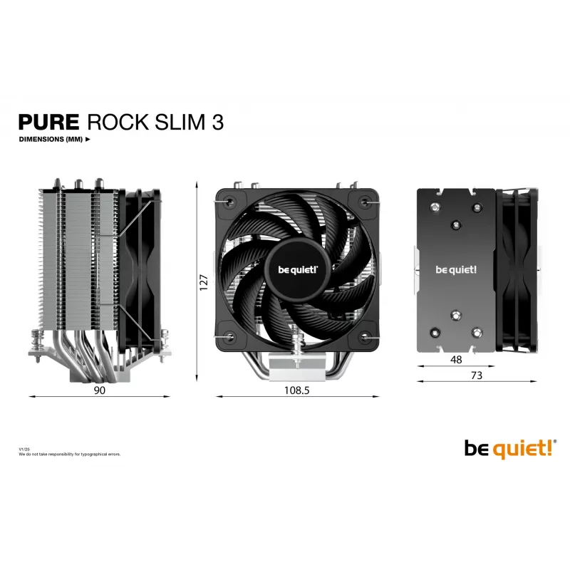 be quiet Pure Rock slim 3 Disipador de CPU por aire 10 cm Plata 1 unidad