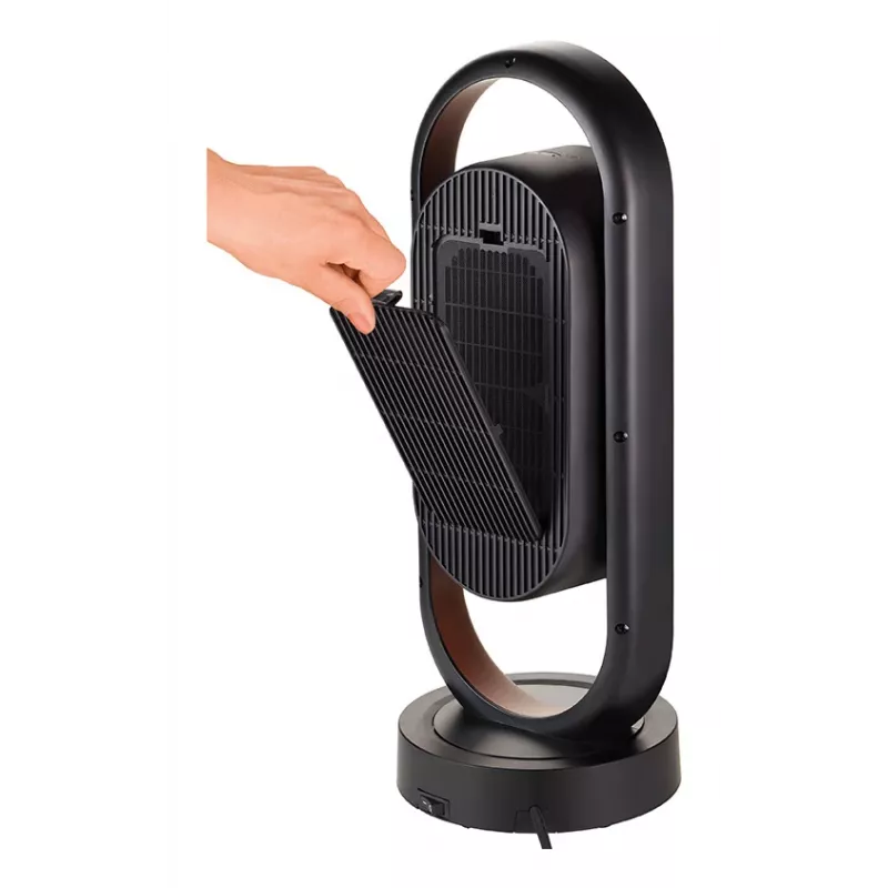 Unold 86535 calefactor cerámico 3D, 1800 W, mando a distancia, oscilación de 80°, inclinación de 45°, temporizador de 8 h, negro/cobre