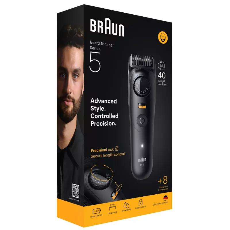 Braun BeardTrimmer 5 BT5560 recortadora de barba batería 40 2 cm Húmedo y seco Negro