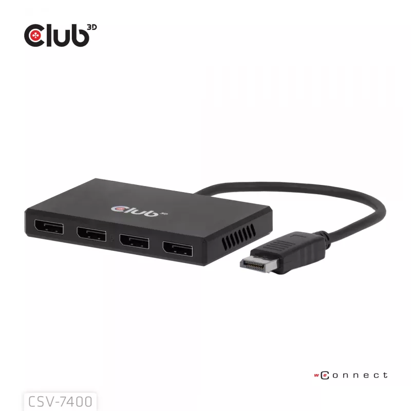 CLUB3D Hub Quad DisplayPort™ – 4 x resolución 4K @ 30Hz, compatibilidad MST