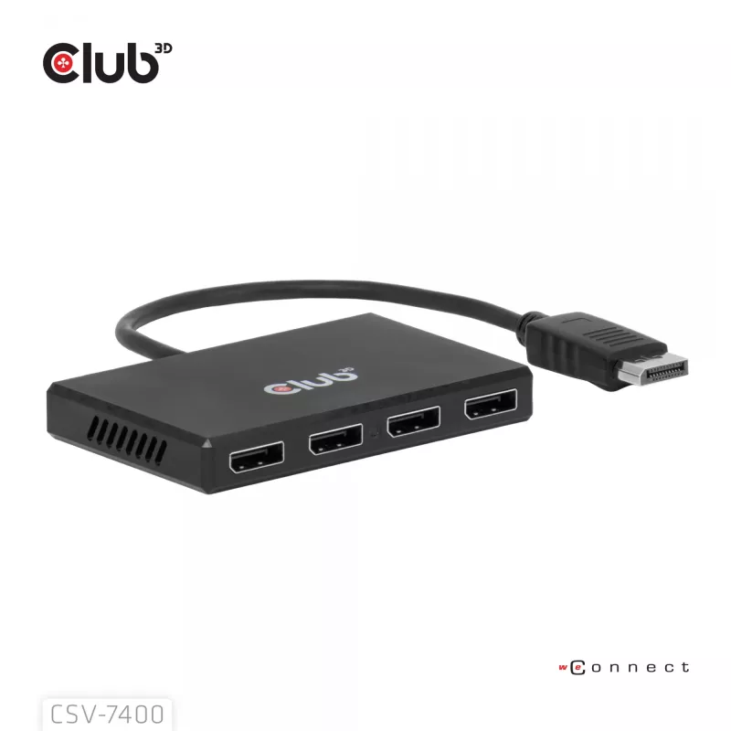 CLUB3D Hub Quad DisplayPort™ – 4 x resolución 4K @ 30Hz, compatibilidad MST
