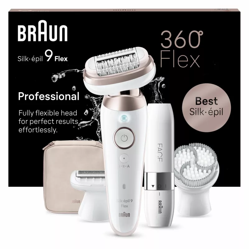 Braun Silk-épil 9 Flex 9-360 3D 40 pinzas Rosa, Blanco