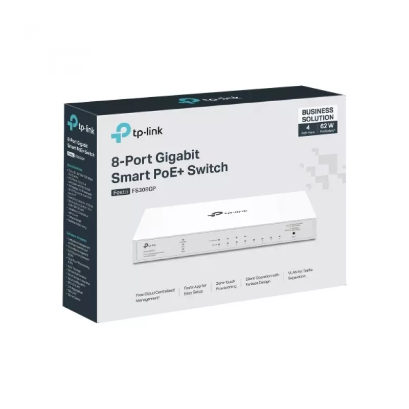 TP-Link FESTA FS308GP switch de red gestionado Gigabit Ethernet (10/100/1000) Power over Ethernet (PoE) blanco