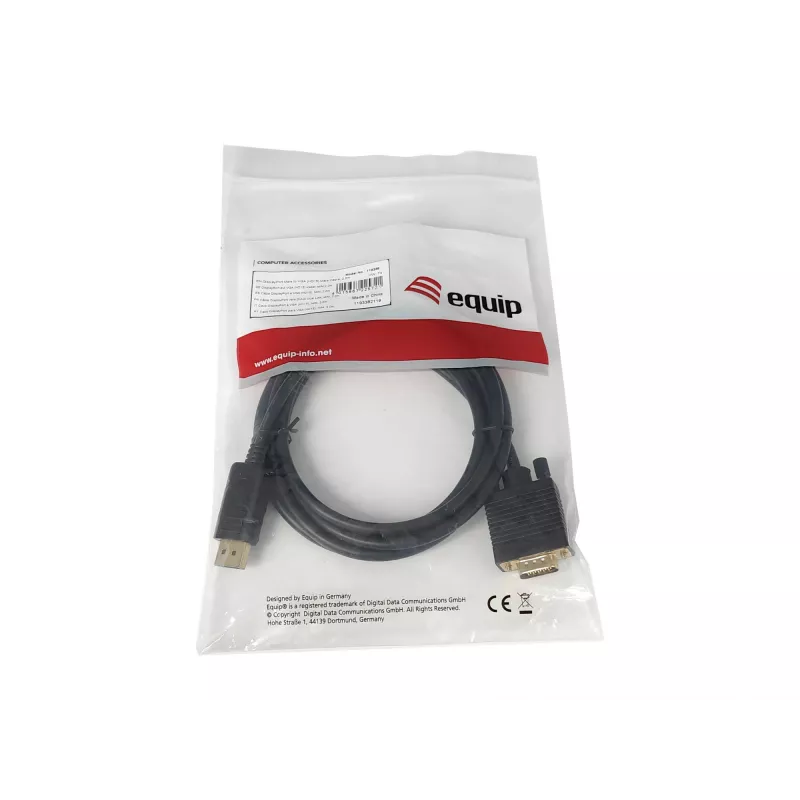 Cable Equip de conector macho DisplayPort a conector macho VGA (HD15), 2 m, VGA (D-Sub), DisplayPort, conector macho, conector macho, recto