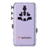 Adaptador de viaje universal Verbatim Charge 'n' Travel 70W 2C retráctil morado