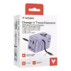 Adaptador de viaje universal Verbatim Charge 'n' Travel 70W 2C retráctil morado