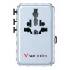 Adaptador de viaje universal Verbatim Charge 'n' Travel 100W con cable retráctil azul