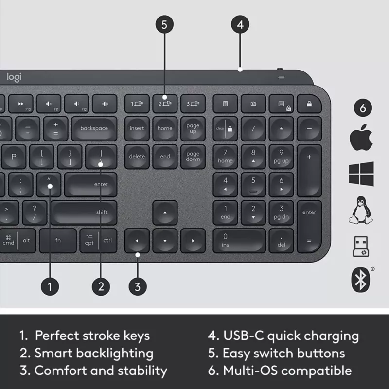 LOGITECH MX Keys Combo For Business Gen 2 - Graphite - Qwertz - alemán