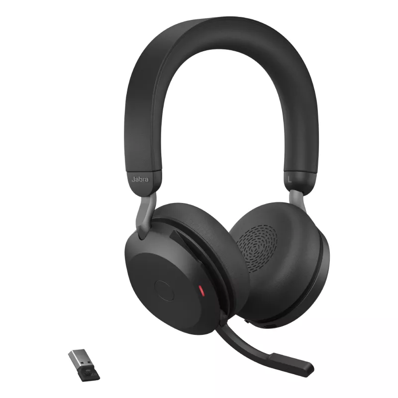 Auriculares Jabra Evolve2 75 USB-A UC con soporte de mesa negro